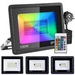 10-100W RGB LED Fluter Außen Strahler Flutlicht Scheinwerfer Gartenlampe Dimmbar
