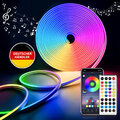 20/10/5m Neon LED Strip Streifen RGB Flex Schlauch diffus Lichtband Dimmbar APP