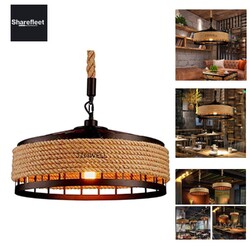 Vintage Hängelampe Seilampe Pendelleuchte E27 Retro Industrie Pendellampe Lof...