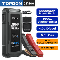 TOPDO JS1500 KFZ Starthilfe Jump Starter 10000mAh 1500A Booster Powerbank Akku