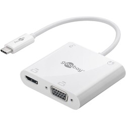 Goobay 52418 USB-C Multiport-Adapter HDMI VGA PD 100 W weiß