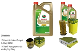 INSPEKTIONSKIT FILTER CASTROL 7L ÖL 5W30 für Audi A5 Cabriolet 8F7 S5 quattro