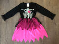Kinder Kostüm Kleid Skelett Zombie Gr. 110/116 Schwarz/Pink Tüll