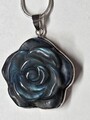 Neu 925 Silber 100% Echter  Anhänger Edelstein Labradorit als Rose Kette 50cm L.