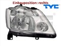 TYC 20-0521-05-2 Hauptscheinwerfer rechts Scheinwerfer Frontscheinwerfer 