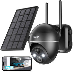 ieGeek 5MP Solar Überwachungskamera Aussen Akku 360° PTZ WLAN Outdoor PIR Kamera