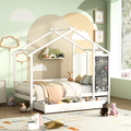 Kinderbett 90x200cm mit Tafel &Schubladen Hausbett mit Rausfallschutz&Lattenrost