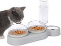 3 in 1 Katze Futternapf 15 ° Kippbare Fressnapf Katzen Napfset mit Wasserflasche