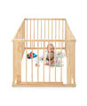 B-Ware: dibea Laufstall Baby Laufgitter H 68cm Holz 6 Elemente je 90x68cm + Tür