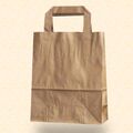 Papiertragetaschen ab 50 Stk Flachhenkel braun 18+8x22 cm Papiertüte Tragetasche