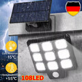 108 LED Solarleuchte mit Bewegungsmelder Außen Solarlampe Strahler Fluter Garten