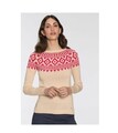 AJC - Damen Strickpullover mit modischem Norwegermuster und Raglanärmeln