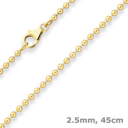 2,5mm Kugelkette Goldkette Collier Halskette aus 585 Gold Gelbgold 45cm