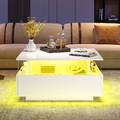 LED Couchtisch Kaffeetisch Wohnzimmertisch Sofatisch Hochglanz mit 2 Schubladen