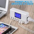 8 Fach USB Schnellladestation Hub Mehrfach LCD Multi USB Port Ladegerät Adapter