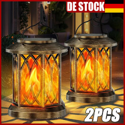 2x Solarleuchte LED Solar Garten Solarlampe Hängeleuchte Laternen Flammeneffekte
