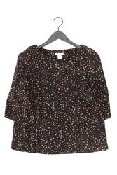 ⭐ H&M Bluse für Damen Gr. 42, L mit Blumenmuster 3/4 Ärmel schwarz aus Viskose ⭐