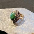 Malachit Ring 925 Silber vergoldet, filigran und erhaben Gr. 17