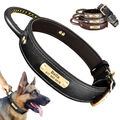 Lederhalsband Personalisiert Hundehalsband mit Griff Verstellbar Namen Gravur XL