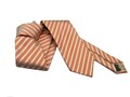 Legierung Band Krawatte Orange Gestreift Weiß Perlig aus Seide 7 CM >