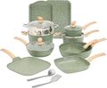Kitchen Academy Topfset 17-teiliges Induktions-Koch-Geschirr-Set mit Glasdeckeln