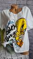 Sheego Shirt Tunika Kurzarm Looney Tunes Aufdruck weiß (3 385) NEU