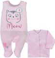 NEU Baby Mädchen Set 2-teilig Strampler + Shirt Gr. 56 62 68 Katze rosa