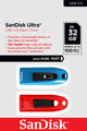 SANDISK Ultra USB-Stick, 32 GB, 100 MB/s, Blau und Rot