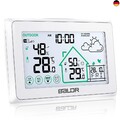 BALDR Wetterstation Funk mit Außensensor, Digital DCF-Funkuhr Innen und Außen T