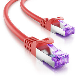 deleyCON 15m RJ45 Patchkabel mit CAT7 Rohkabel LAN DSL Netzwerkkabel S/FTP rot