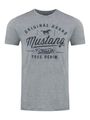 Mustang Herren T-Shirt Basic Print Rundhals Kurzarm Tee Shirt Farbe: Grau / NEU