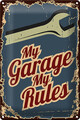 Blechschild Retro 20x30 cm My garage my rules Metall Deko Schild tin sign