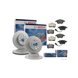 BOSCH Bremsenset vorne + hinten Bremsscheiben + Bremsbeläge VW