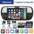 Für Fiat 500 2007-2015 Autoradio 7" DAB+ Carplay 64G Android 13 GPS RDS WiFi Kam