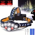 Super Hell 200000LM LED Stirnlampe Scheinwerfer Kopflampe USB AKKU Taschenlampe
