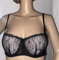 Damen Push-up-BH Balkonette Gr.75B, Schwarz Marken B Ware Ohne Etikett