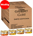 PURINA 96 x 85g Katzenfutter Nass GOURMET Gold Zarte Häppchen in Sauce