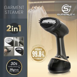 SUPERLEX Dampfglätter Steamer -1700W & 350ml I Dampf glätter dampfbürste schwarz