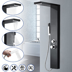 4 Funktionen Duscharmatur Duschgarnitur Regendusche Handbrause Duschset Schwarz
