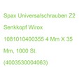 Spax Universalschrauben Z2 Senkkopf Wirox 1081010400355 4 Mm X 35 Mm, 1000 St.