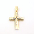 Kreuzanhänger, Anhänger Kreuz bicolor, Gelbgold/Weißgold 585 14 KT