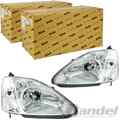 2xTYC H4 SCHEINWERFER LINKS+RECHTS MIT LWR+MOTOR für HONDA CIVIC VII BIS 10.2003