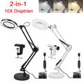 2-in-1 LED Lupenleuchte 10 Dioptrien Arbeitsleuchte Lupenlampe mit Clip Basis