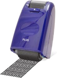 PLUS Japan, Datenschutz Rollstempel Camouflage in Blau, Textschwärzer, Identität