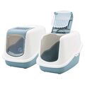 2er Sparpack Katzentoilette Katzenklo Katzen-WC NESTOR Haubentoilette hellblau