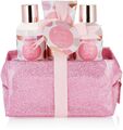Badeset Sugar Rose in Rosa Glitzer Kosmetiktasche Beauty Geschenk Set für Frauen