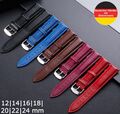 Uhrenarmband Leder Armband Krokoprägung 12-24 mm Silber Gold Schließe Ersatzband