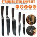 5x Edelstahl Messer Set Extreme Sharp Küchenmesser Schwarz Antihaft Chef Messer