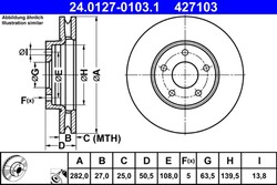 2x ATE Bremsscheibe 24.0127-0103.1 für FORD FOCUS 4 HN Turnier HP HM EcoBoost