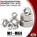 Sechskantmuttern DIN 934 Edelstahl VA2 Muttern M1 M2 M3 M4 M5 M6 M8 M10 M12-M64
